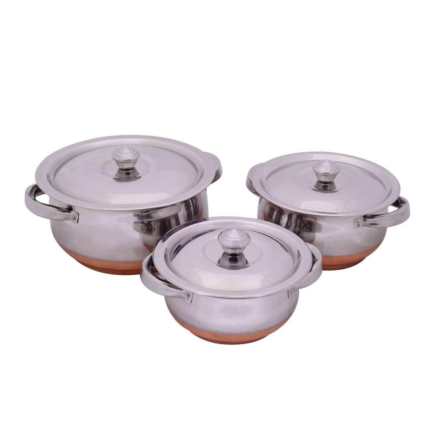     			Redific Cook & Serve Set Silver Stainless Steel No Coating Cook n Serve Casseroles ( Set of 3 )