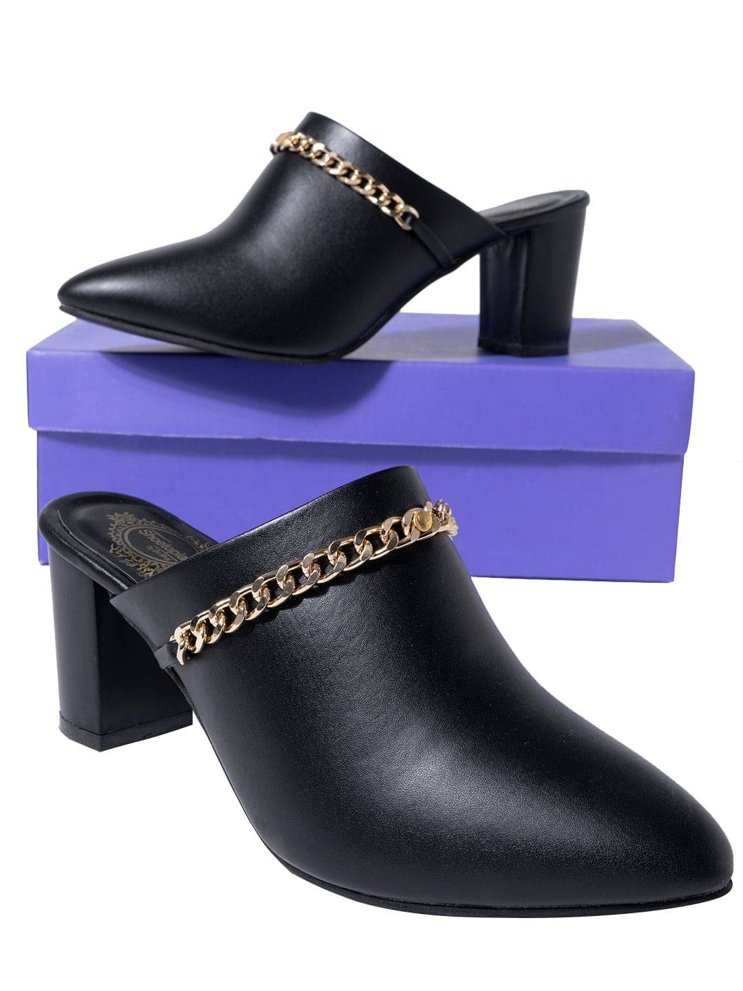     			Shoetopia - Black Women's Mules Heels