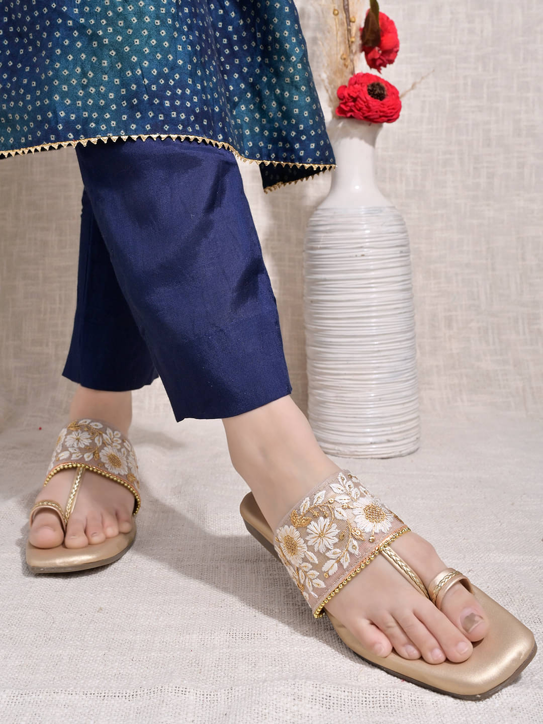     			Shoetopia Gold Women's Flats