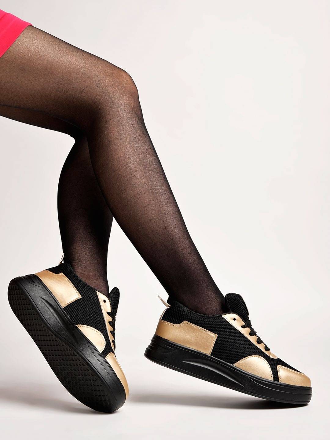     			Shoetopia Gold Women's Sneakers