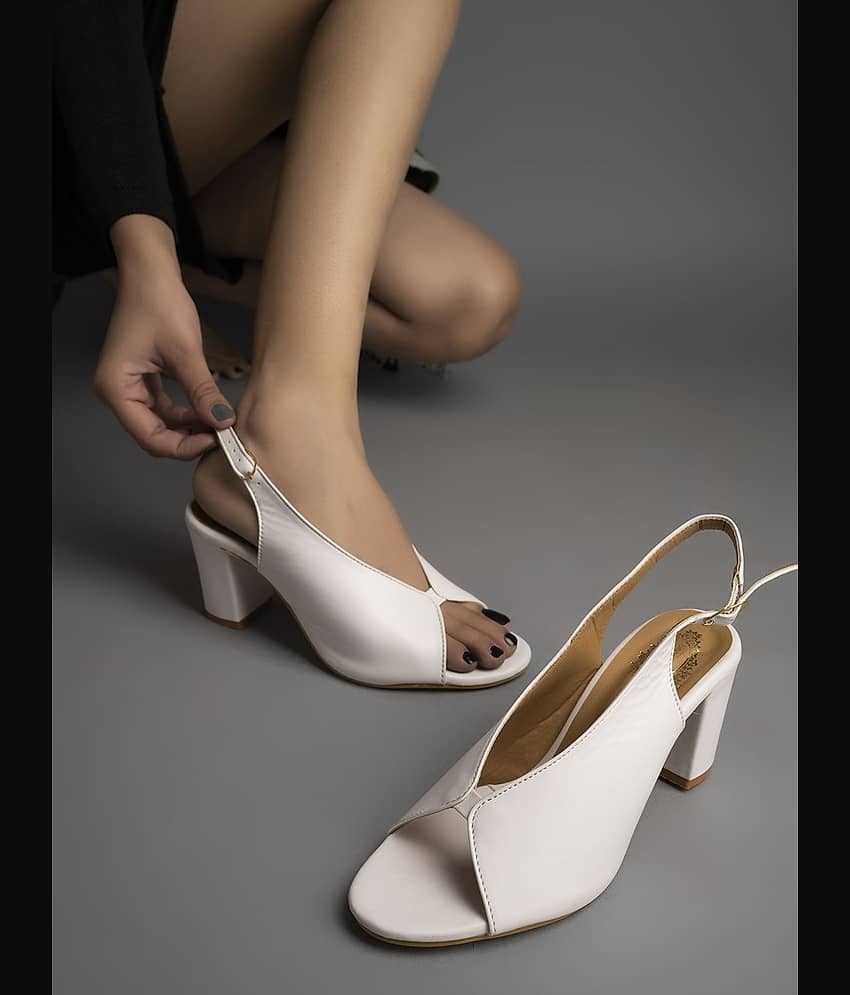 Shoetopia White Women's Peep Toes Heels - Heels | Buy online on ZillyBuy