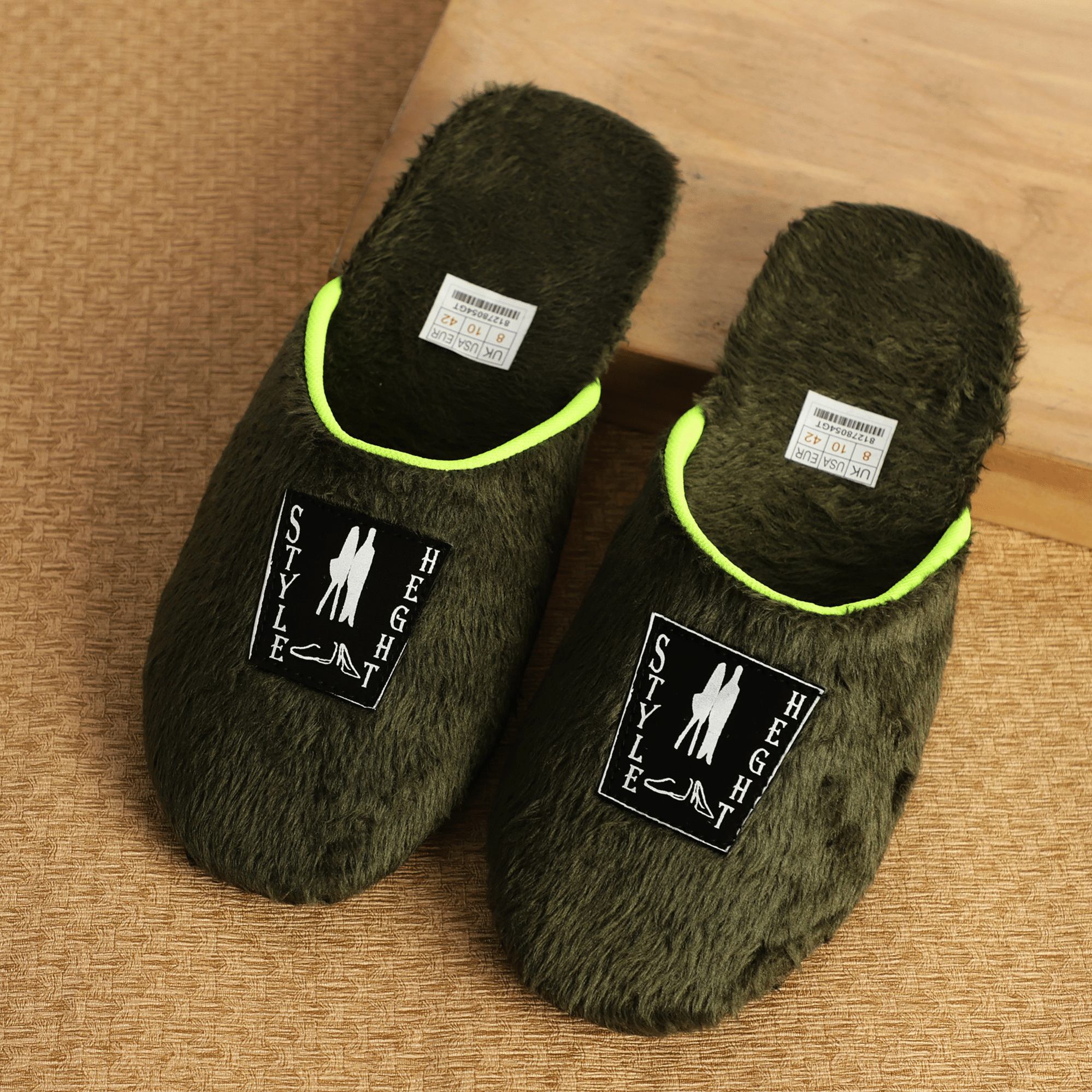 Style Height Green Men's Fur Slipper Style Height Green Men's Fur Slipper