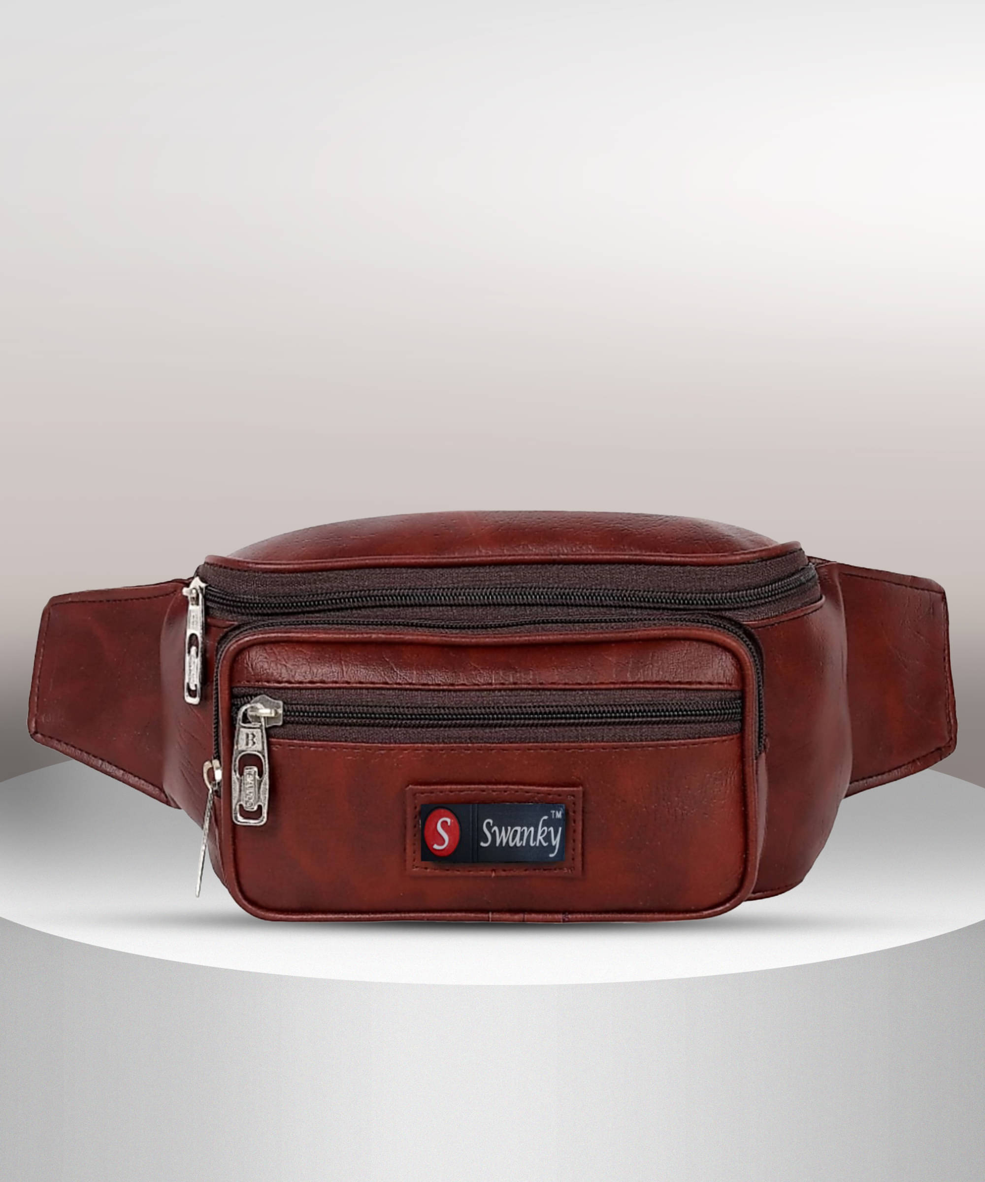     			Swanky Travel Waist Bag Leather Brown Waist Pouch