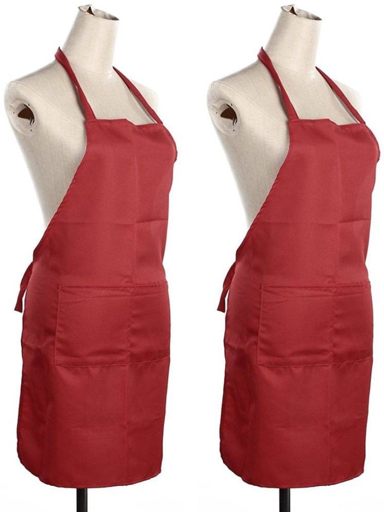 UrbanArts Polyester Solid Kitchen Apron with 1 Center Pocket ( Pack of 2 ) UrbanArts Polyester Solid Kitchen Apron with 1 Center Pocket ( Pack of 2 )