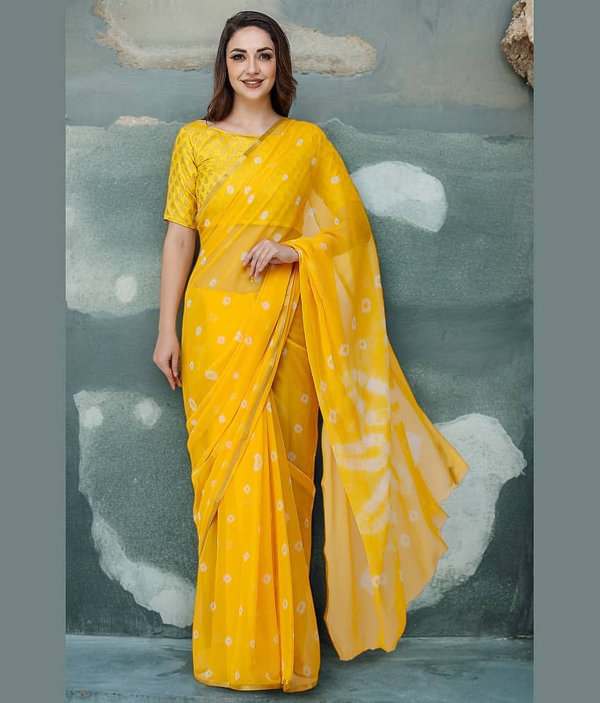 VIOUR Chiffon Dyed Saree Without Blouse Piece ( Magenta ) - Sarees | Buy online on ZillyBuy