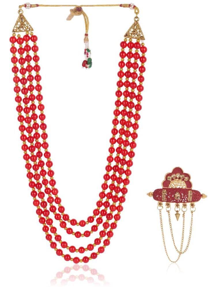 Wedding Groom Mala & Brooch Set for Men - Jewellery Sets | Buy online on ZillyBuy