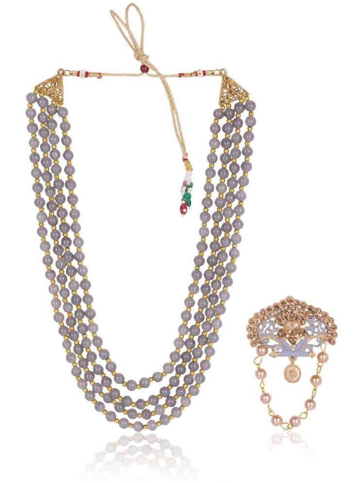 Wedding Groom Mala & Brooch Set for Men - Jewellery Sets | Buy online on ZillyBuy