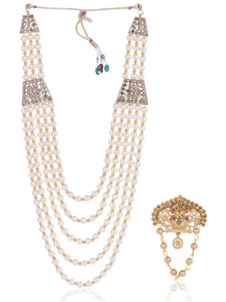 Wedding Groom Mala & Brooch Set for Men - Jewellery Sets | Buy online on ZillyBuy
