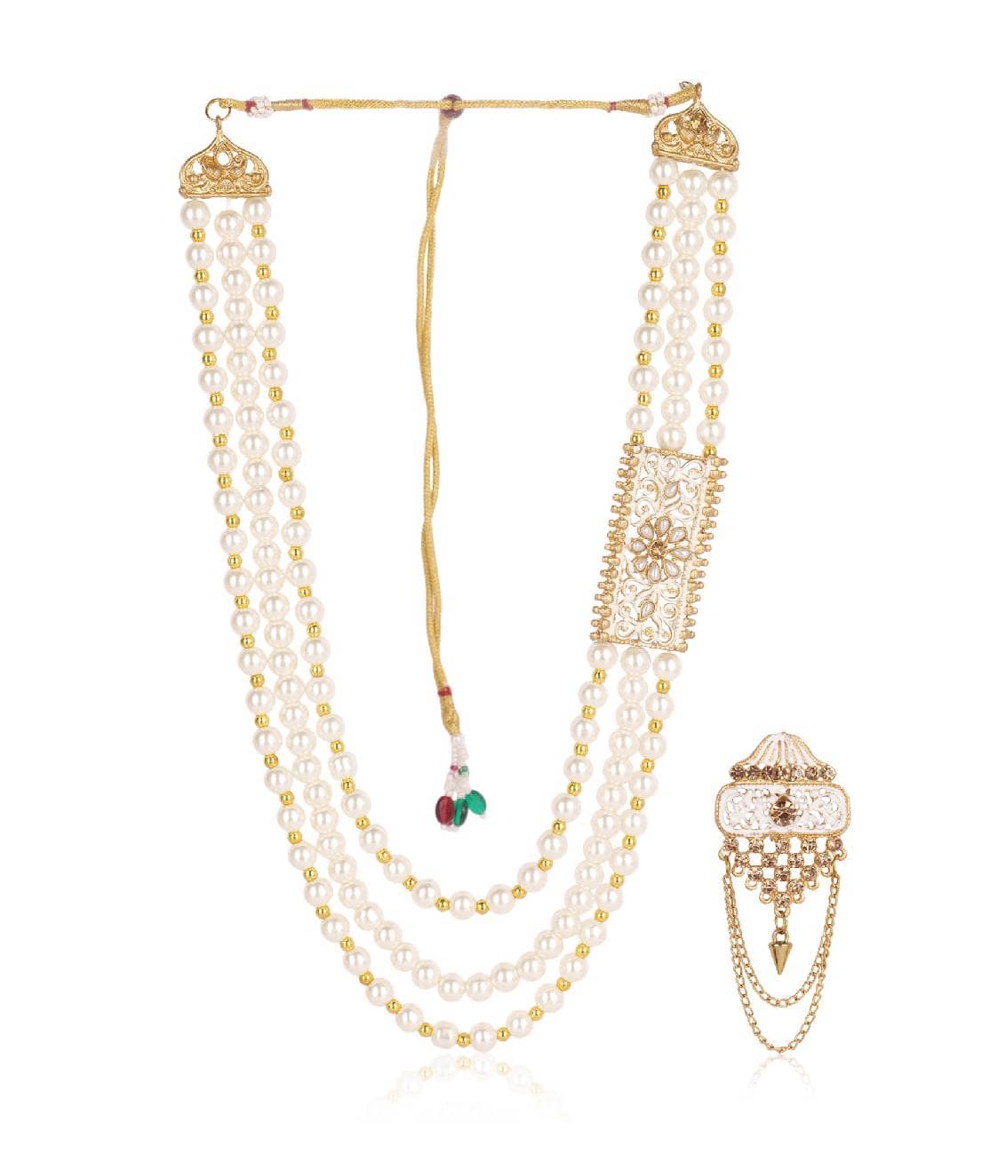 Wedding Groom Mala & Brooch Set for Men - Jewellery Sets | Buy online on ZillyBuy