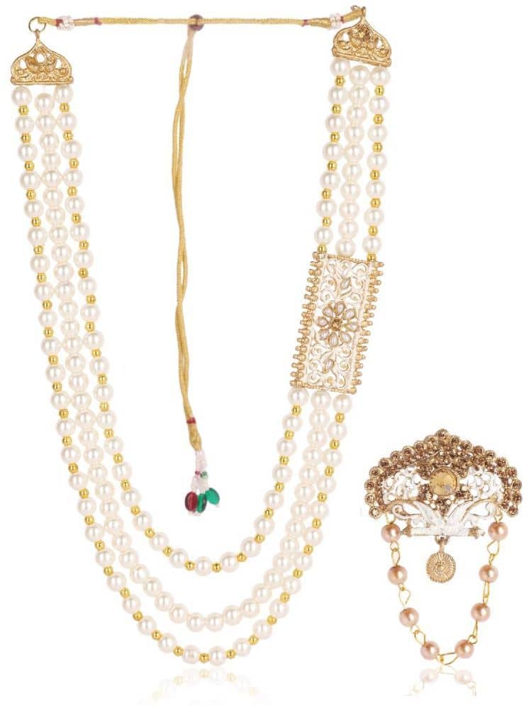 Wedding Groom Mala & Brooch Set for Men - Jewellery Sets | Buy online on ZillyBuy
