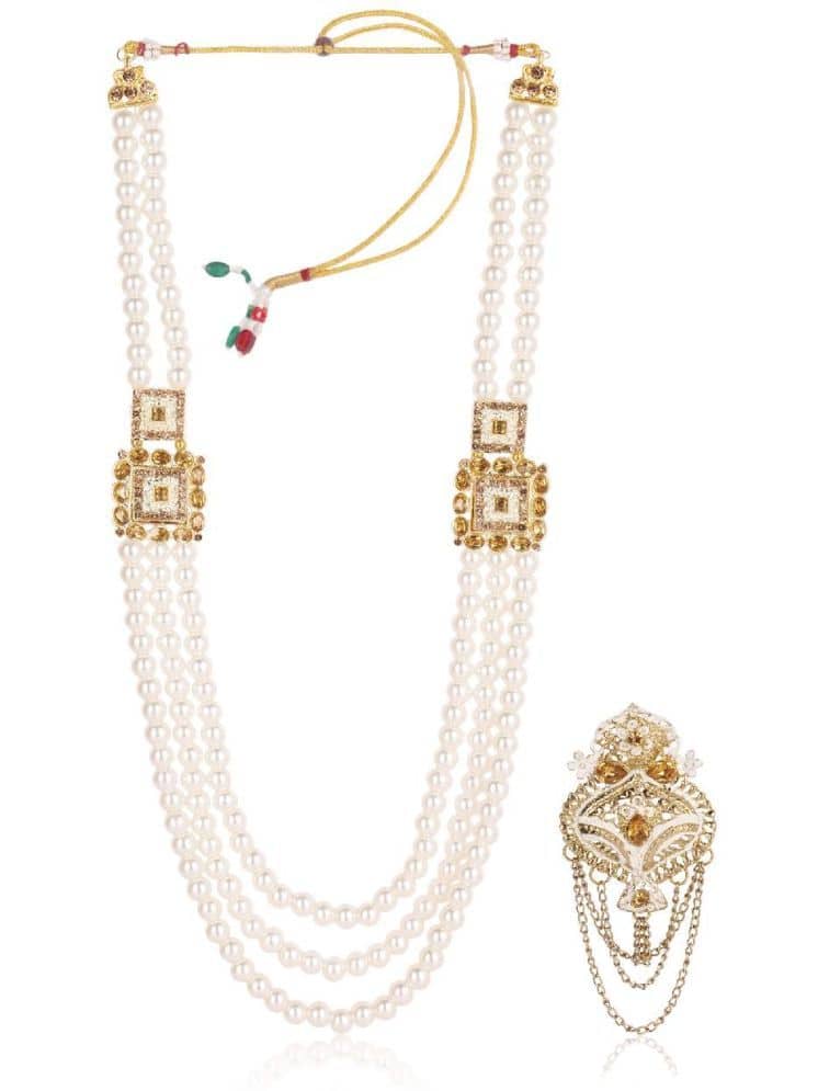 Wedding Groom Mala & Brooch Set for Men - Jewellery Sets | Buy online on ZillyBuy