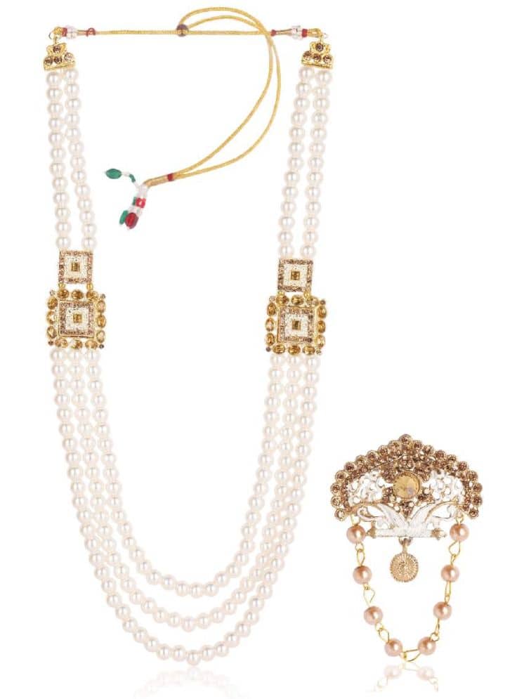 Wedding Groom Mala & Brooch Set for Men - Jewellery Sets | Buy online on ZillyBuy