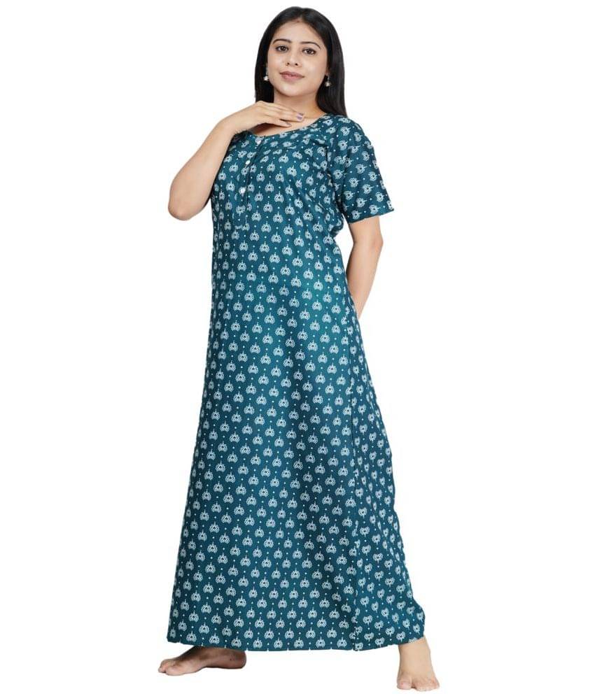     			Wristy Green Cotton Women's Nightwear Nighty & Night Gowns ( Pack of 1 )