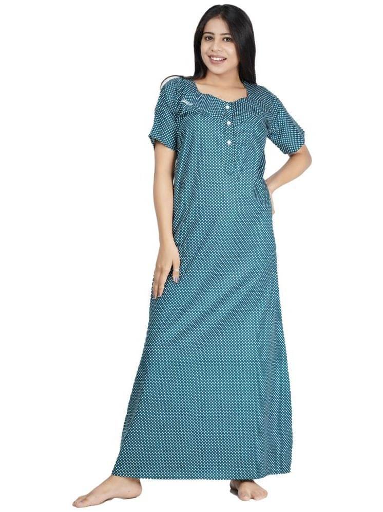     			Wristy Green Cotton Women's Nightwear Nighty & Night Gowns ( Pack of 1 )