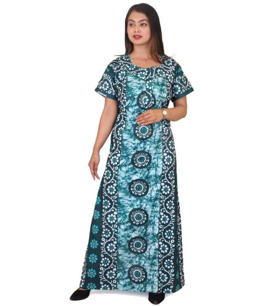     			Wristy Green Cotton Women's Nightwear Nighty & Night Gowns ( Pack of 1 )