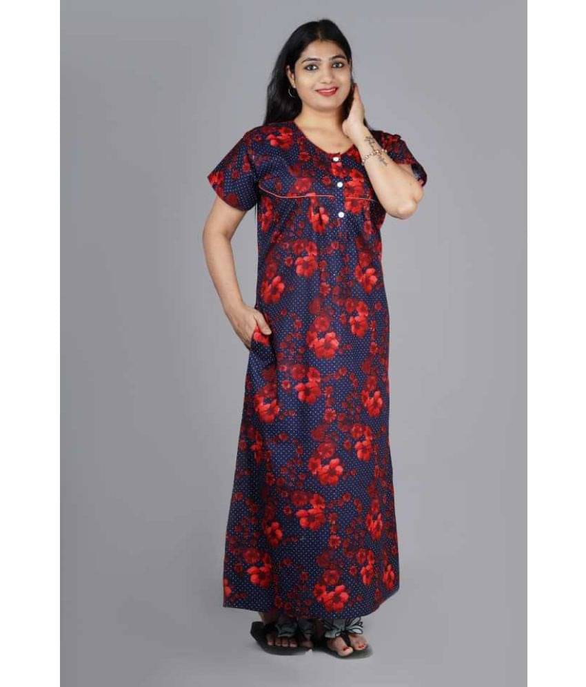     			Wristy Red Cotton Women's Nightwear Nighty & Night Gowns ( Pack of 1 )