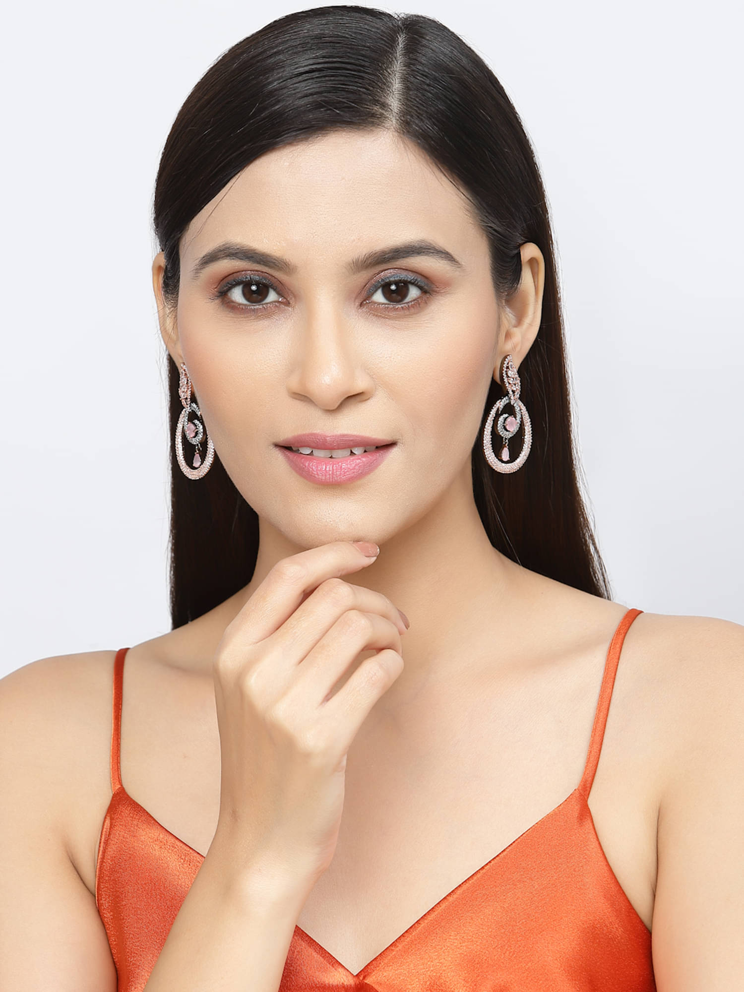     			Zeneme Pink Chandbalis Earrings ( Pack of 1 )