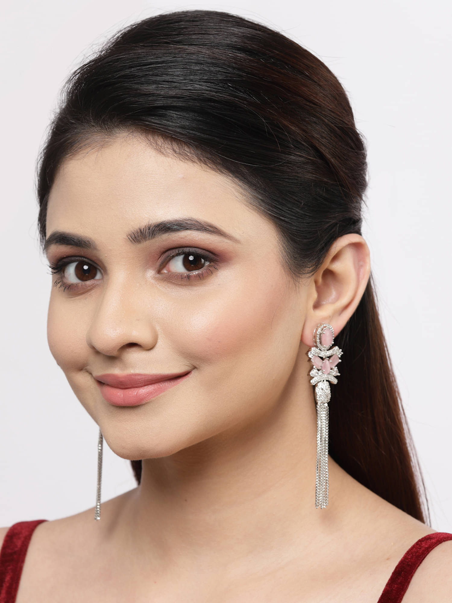    			Zeneme Pink Danglers Earrings ( Pack of 1 )