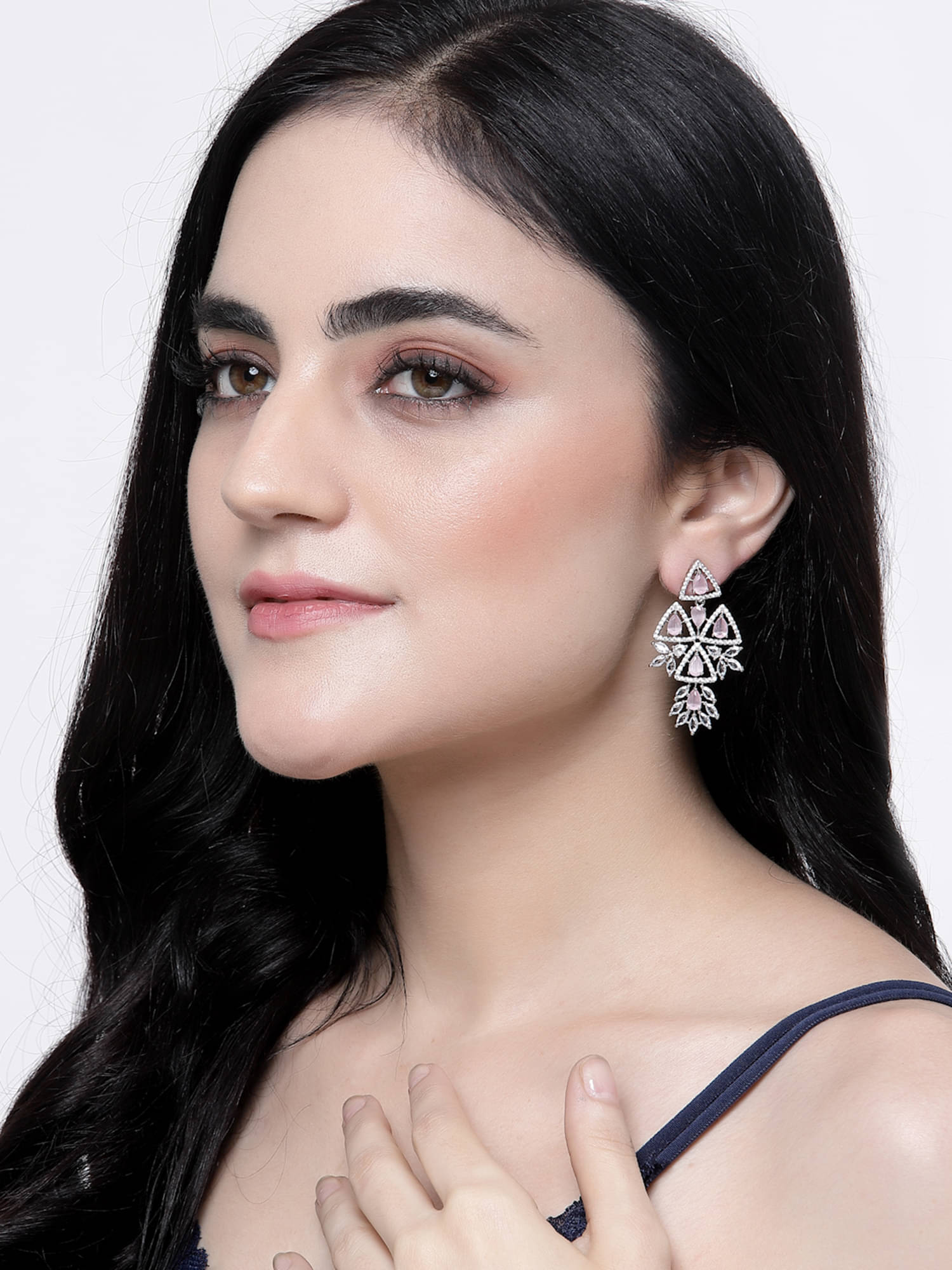     			Zeneme Pink Danglers Earrings ( Pack of 1 )