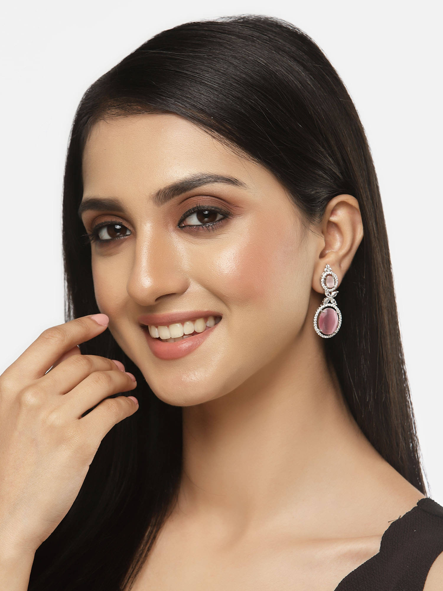     			Zeneme Pink Danglers Earrings ( Pack of 1 )
