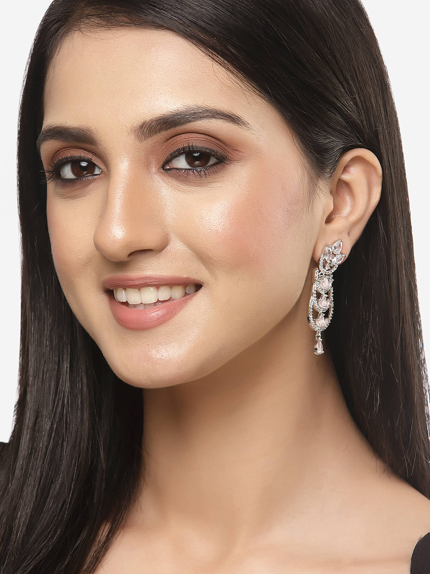     			Zeneme Pink Danglers Earrings ( Pack of 1 )