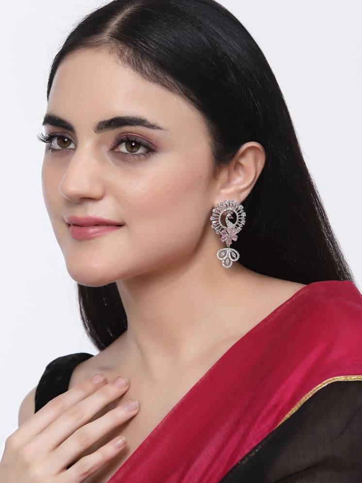     			Zeneme Pink Danglers Earrings ( Pack of 1 )