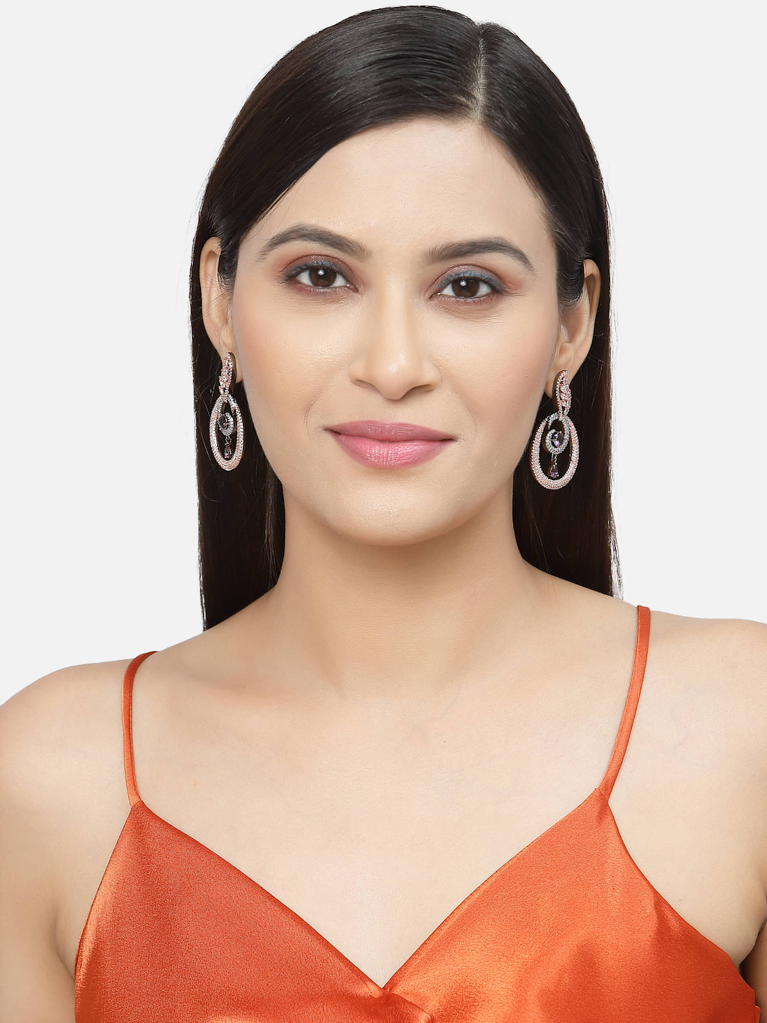     			Zeneme Purple Chandbalis Earrings ( Pack of 1 )