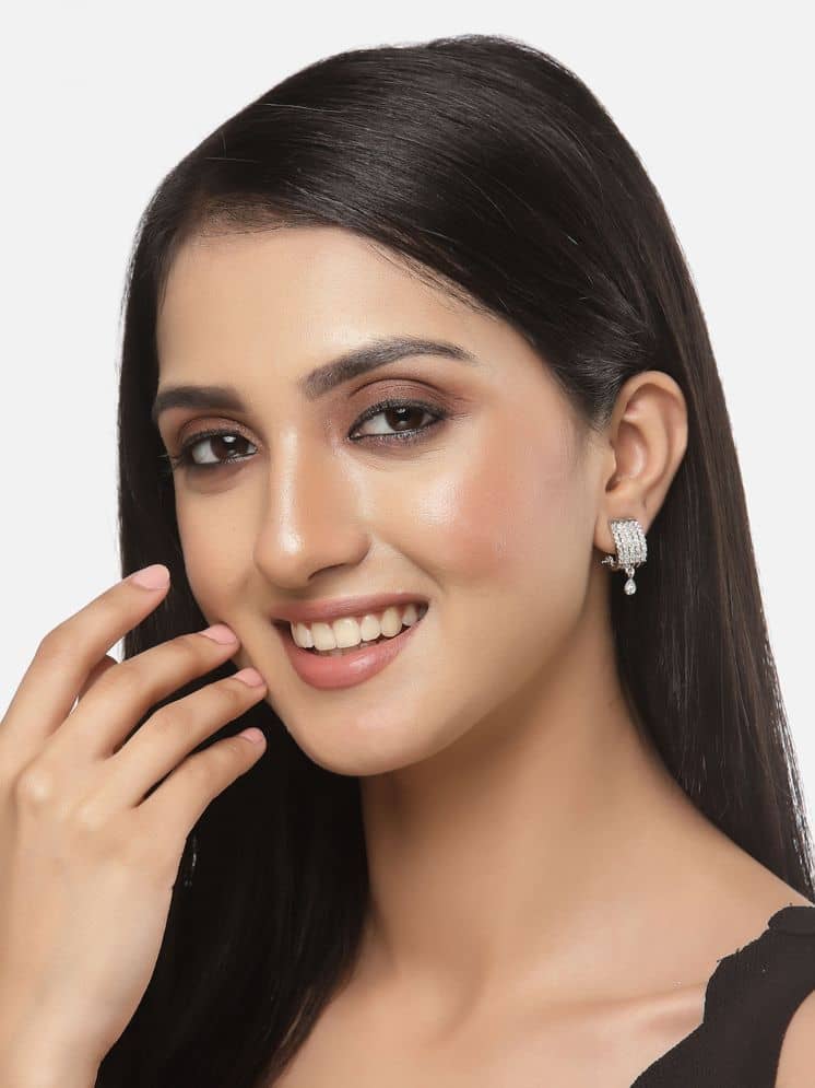 Zeneme Silver Danglers Earrings ( Pack of 1 )