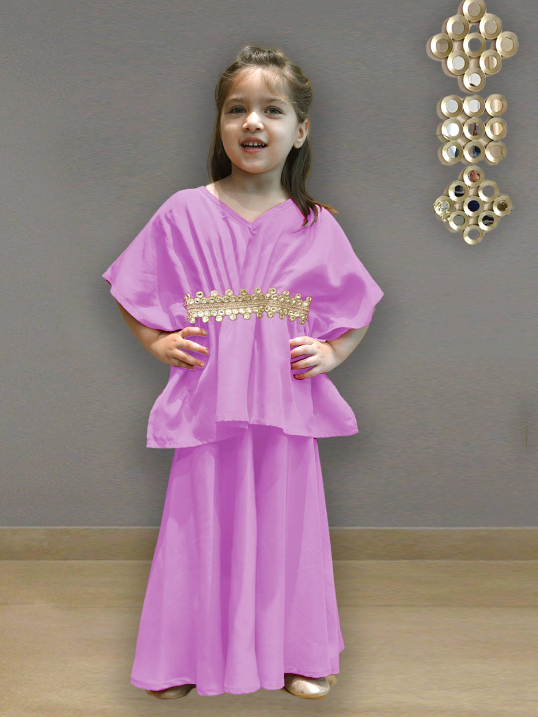     			A.T.U.N. Pack of 1 Girls Silk Blend Tunic With Palazzo ( Mauve )