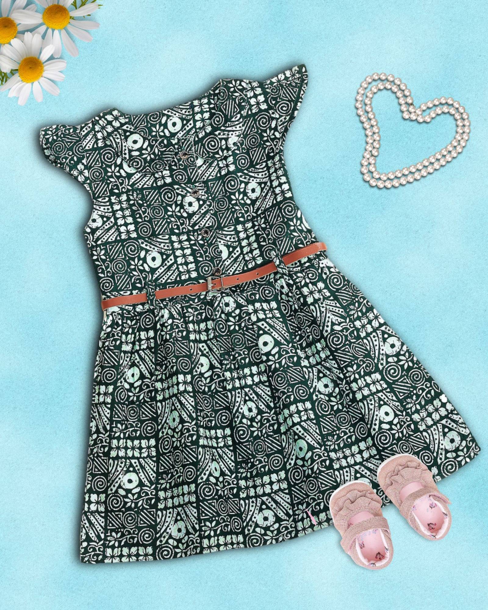     			Addyvero Cotton Frock For Girls ( Pack of 1 , Green )