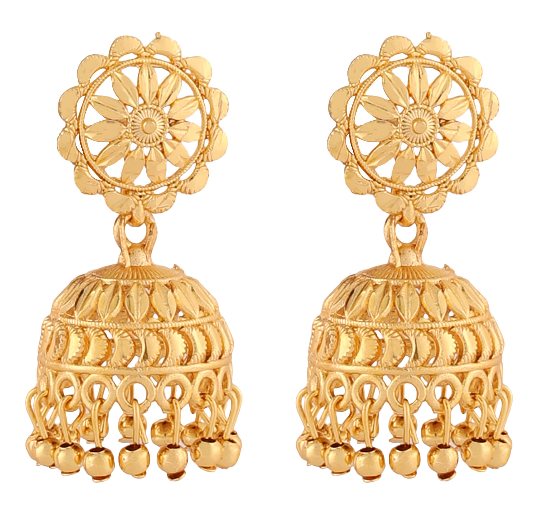     			Bhagya Lakshmi Golden Jhumki Earrings ( Pack of 1 )