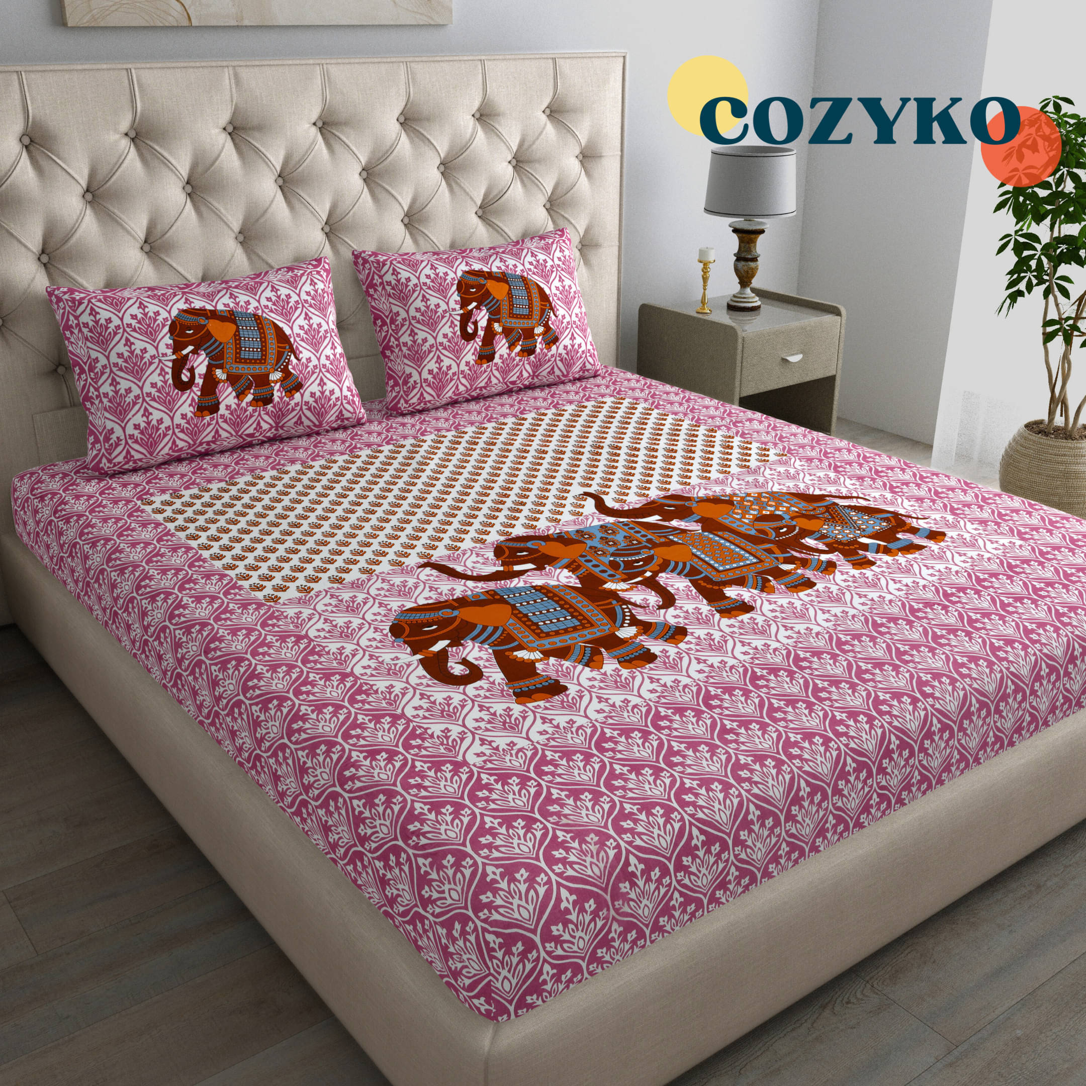 COZYKO Cotton 1 Double Bedsheet with 2 Pillow Covers ( Pink )     			COZYKO Cotton 1 Double Bedsheet with 2 Pillow Covers ( Pink )