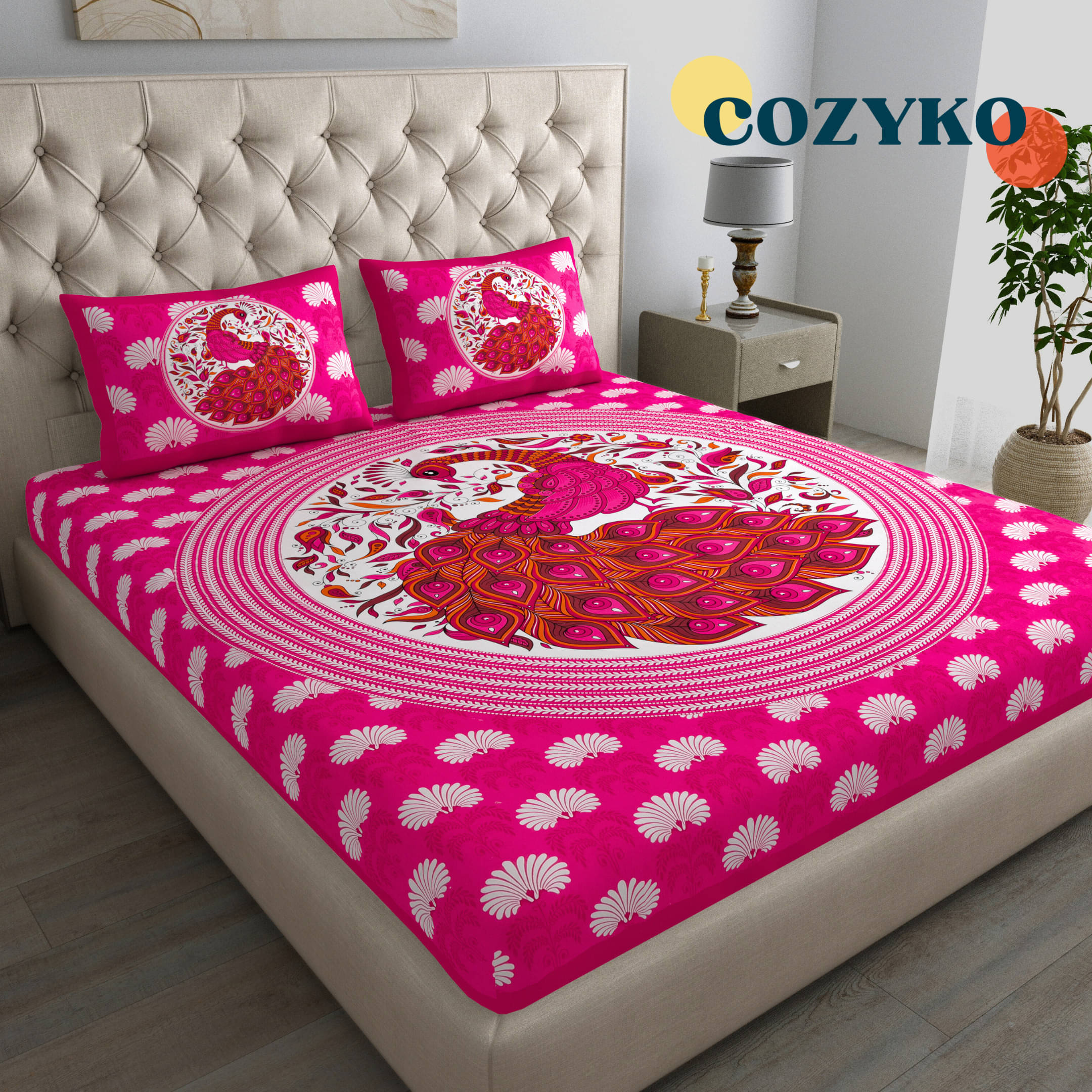 COZYKO Cotton 1 Double Bedsheet with 2 Pillow Covers ( Pink ) COZYKO Cotton 1 Double Bedsheet with 2 Pillow Covers ( Pink )
