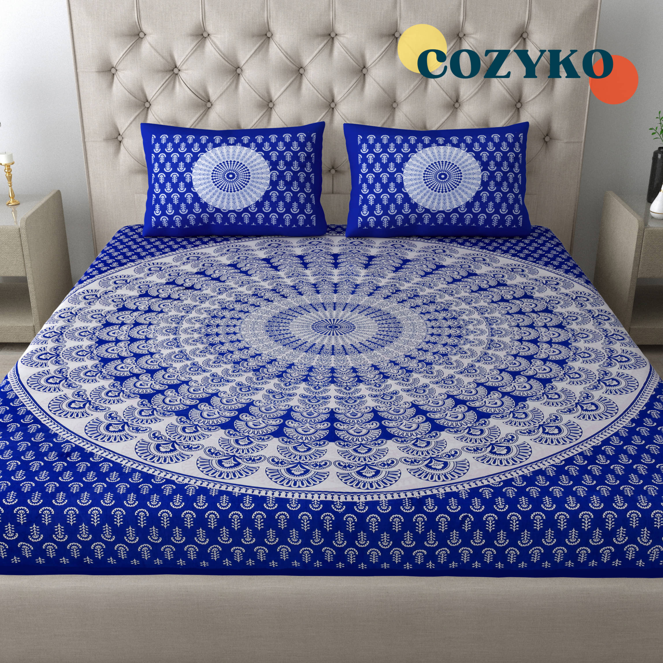COZYKO Cotton 1 Double Bedsheet with 2 Pillow Covers ( Blue ) COZYKO Cotton 1 Double Bedsheet with 2 Pillow Covers ( Blue )