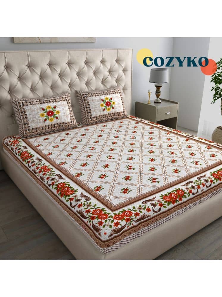 COZYKO Cotton 1 Double Bedsheet with 2 Pillow Covers ( Off White )