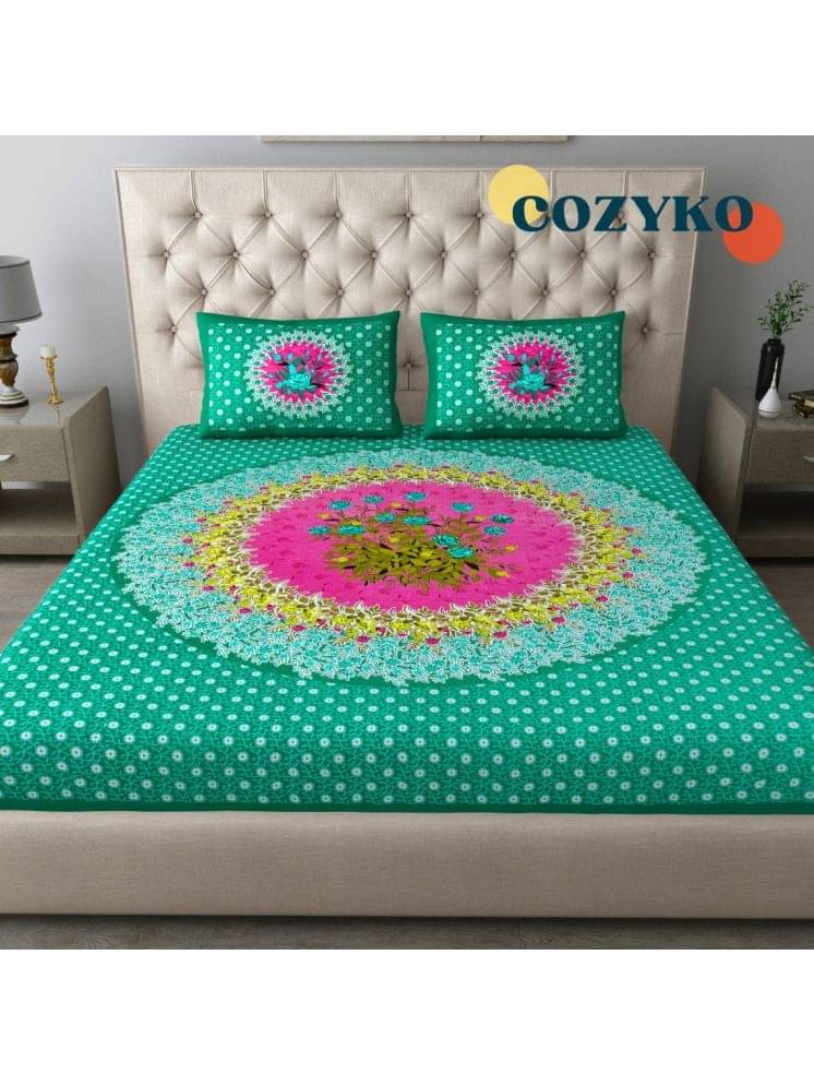 COZYKO Cotton 1 Double Bedsheet with 2 Pillow Covers ( Green ) COZYKO Cotton 1 Double Bedsheet with 2 Pillow Covers ( Green )