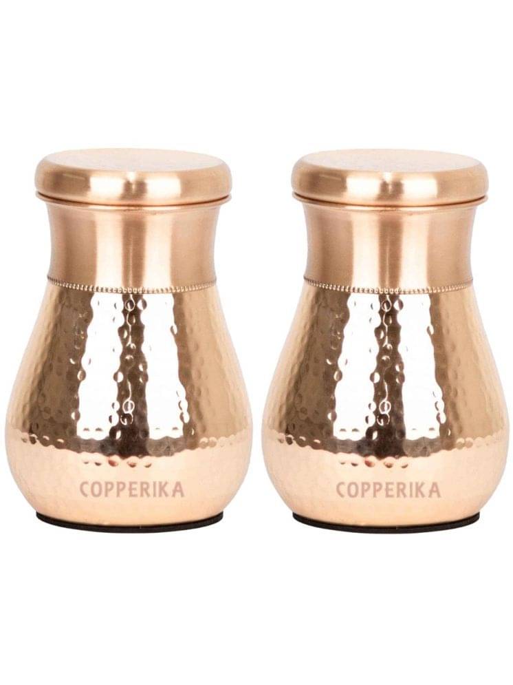     			Copperika Rajwadi Bedroom Jar / Pot Copper Bottle Copper Copper Water Bottle 800 mL ( Set of 2 )