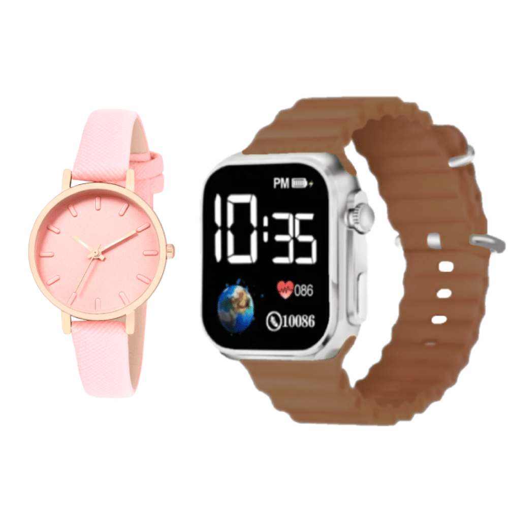    			Cosmic Pink PU Analog-Digital Womens Watch