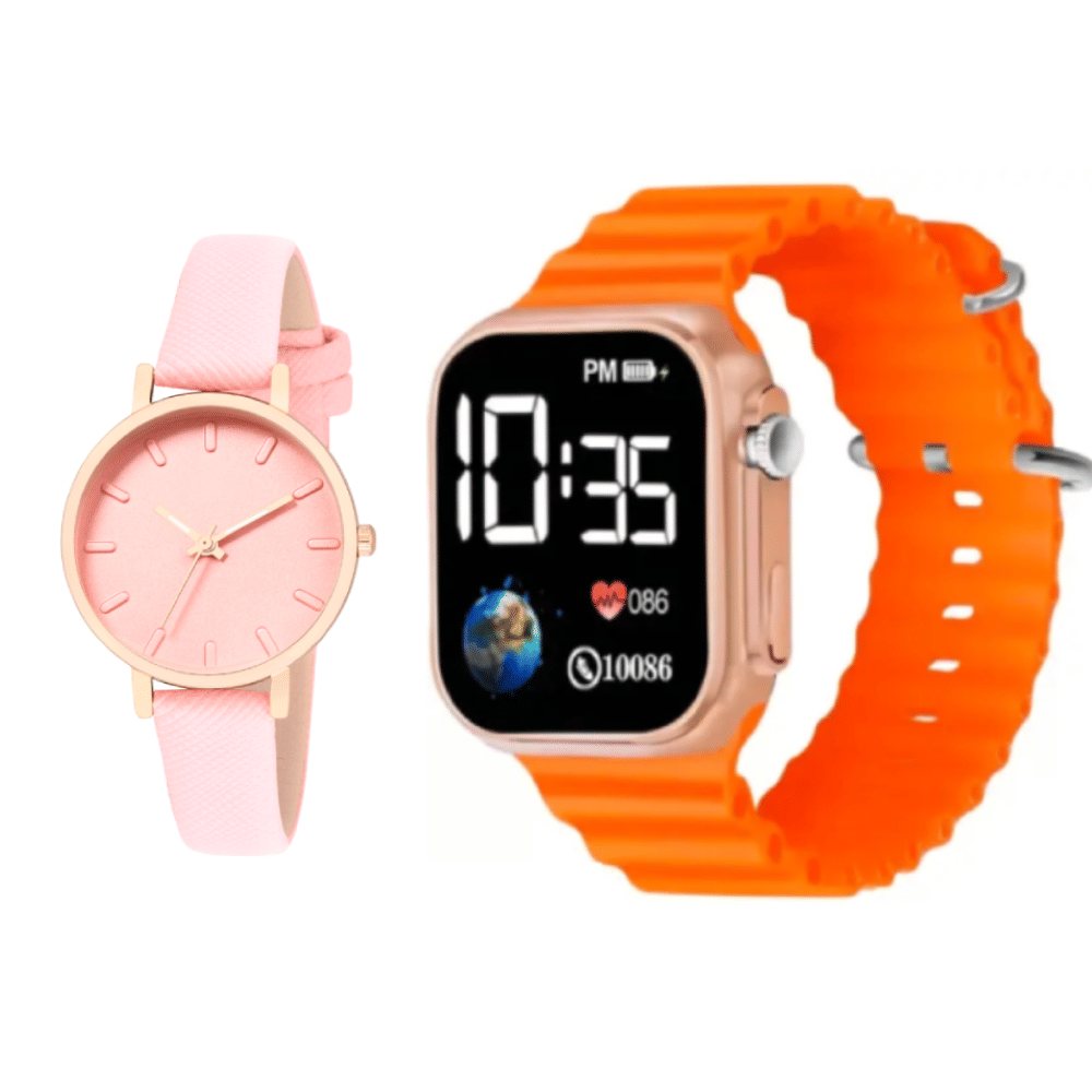    			Cosmic Pink PU Analog-Digital Womens Watch