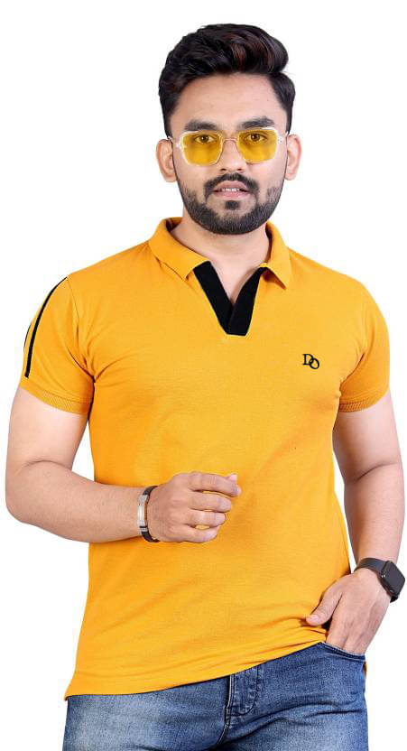 DAAWEAR OUTFITS Pack of 1 Lycra Regular Fit Solid Half Sleeves Men's Polo T Shirt ( Yellow ) DAAWEAR OUTFITS Pack of 1 Lycra Regular Fit Solid Half Sleeves Men's Polo T Shirt ( Yellow )