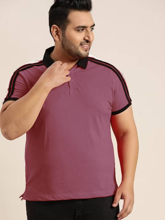     			DAAWEAR OUTFITS Pack of 1 Lycra Regular Fit Colorblock Half Sleeves Men's Polo T Shirt ( Pink )