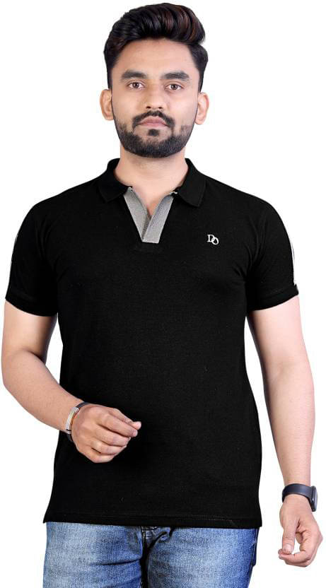 DAAWEAR OUTFITS Pack of 1 Lycra Regular Fit Solid Half Sleeves Men's Polo T Shirt ( Black ) DAAWEAR OUTFITS Pack of 1 Lycra Regular Fit Solid Half Sleeves Men's Polo T Shirt ( Black )