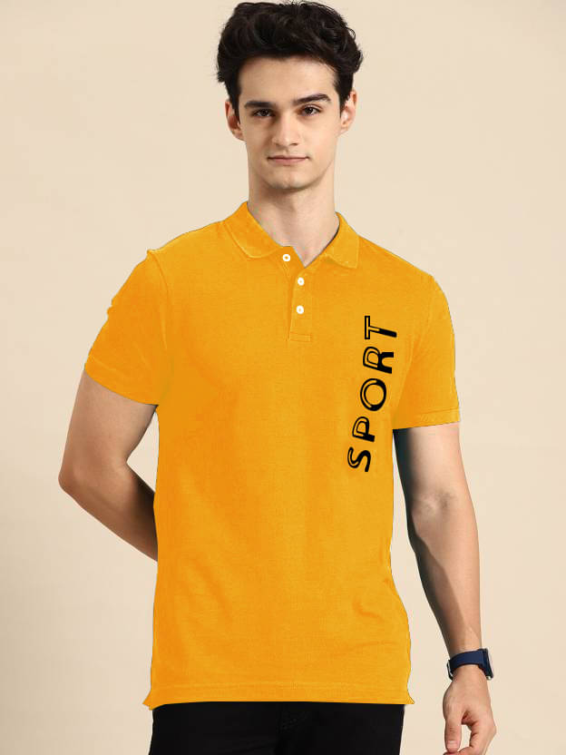 DAAWEAR OUTFITS Pack of 1 Lycra Regular Fit Printed Half Sleeves Men's Polo T Shirt ( Yellow ) DAAWEAR OUTFITS Pack of 1 Lycra Regular Fit Printed Half Sleeves Men's Polo T Shirt ( Yellow )