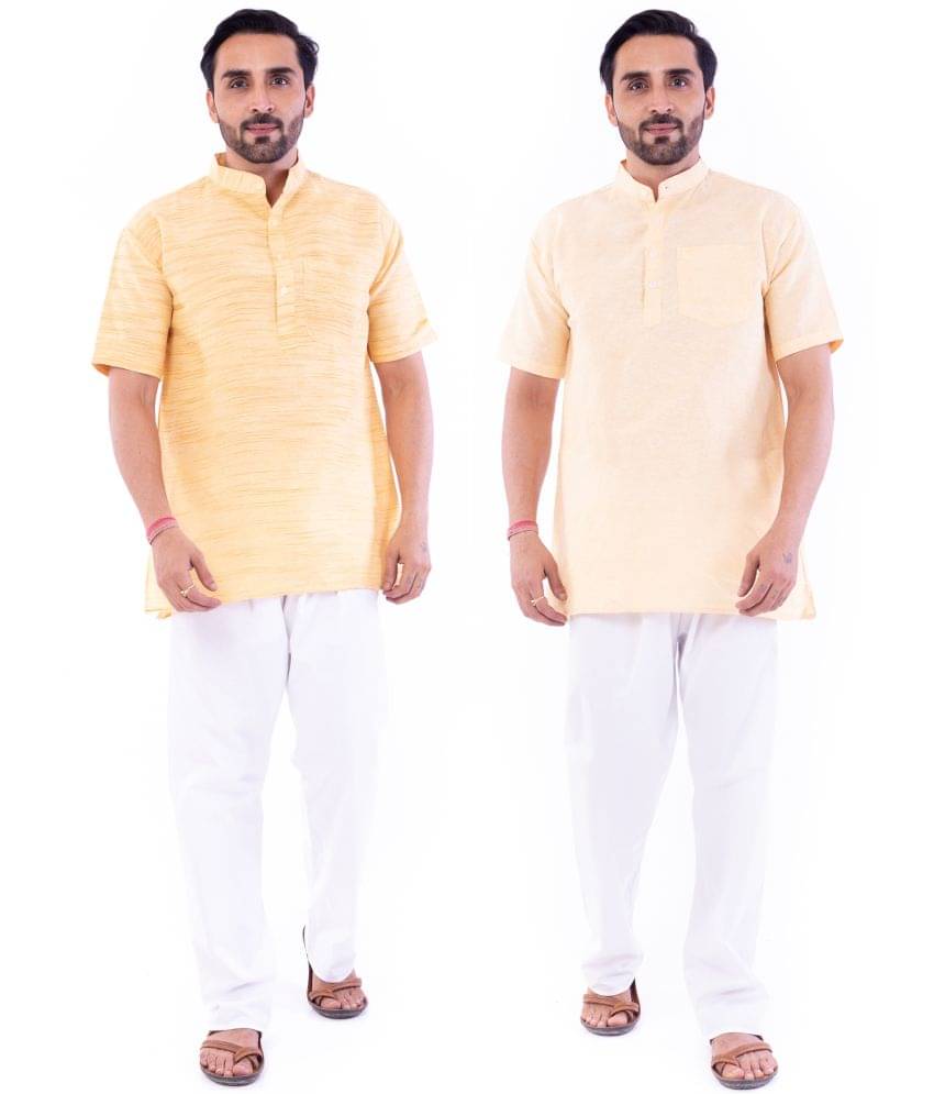 DESHBANDU DBK Beige Cotton Men's Regular Kurta ( Pack of 2 ) DESHBANDU DBK Beige Cotton Men's Regular Kurta ( Pack of 2 )