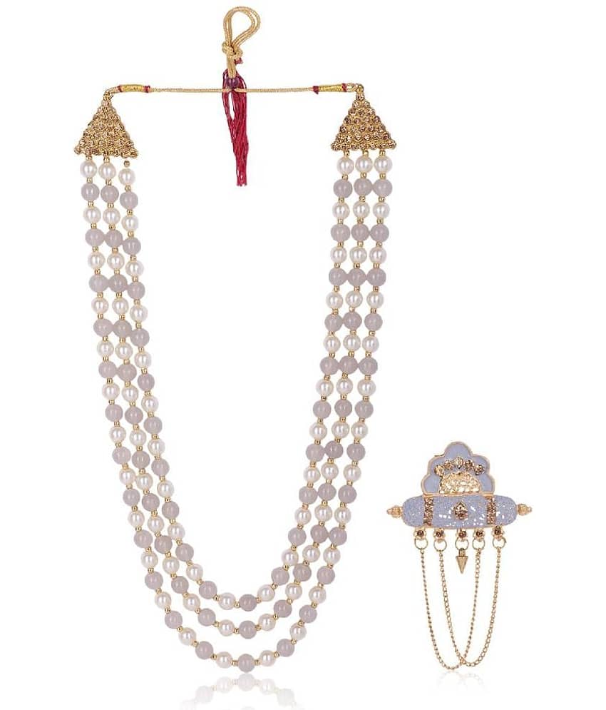 Dulha groom sherwani Necklace/Moti Mala for Men for wedding | Groom Mala and Brooch Set - Jewellery Sets | Buy online on ZillyBuy
