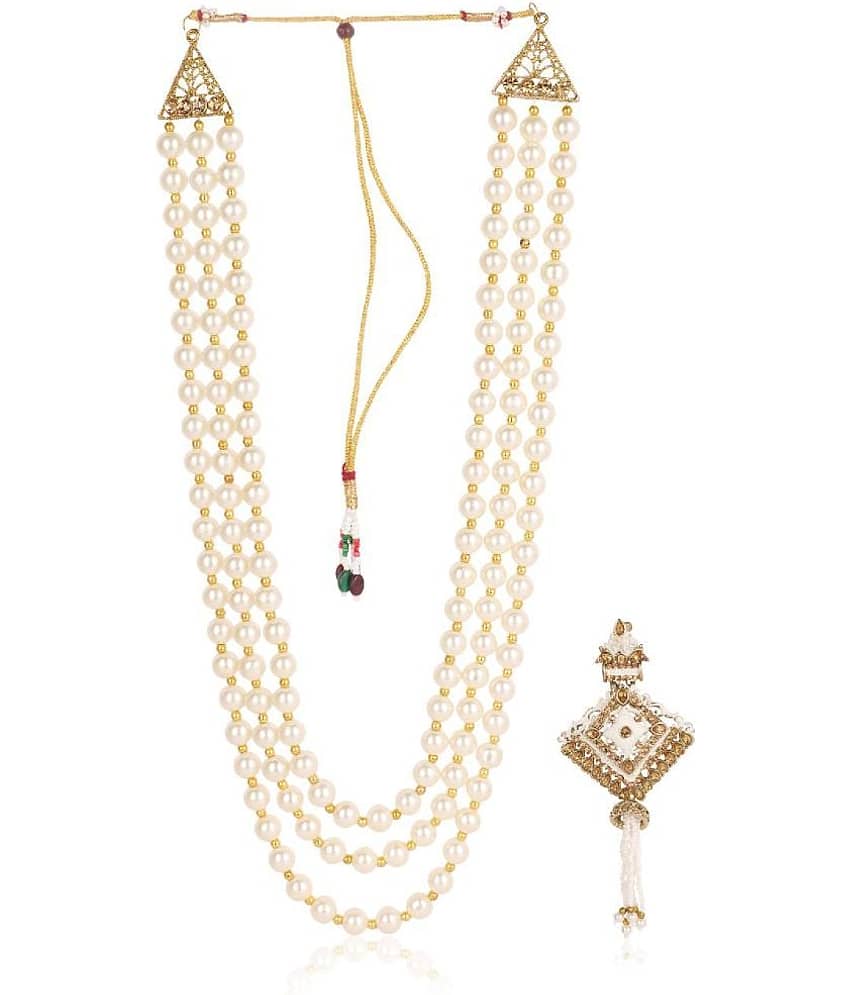 Dulha groom sherwani Necklace/Moti Mala for Men for wedding | Groom Mala and Brooch Set - Jewellery Sets | Buy online on ZillyBuy