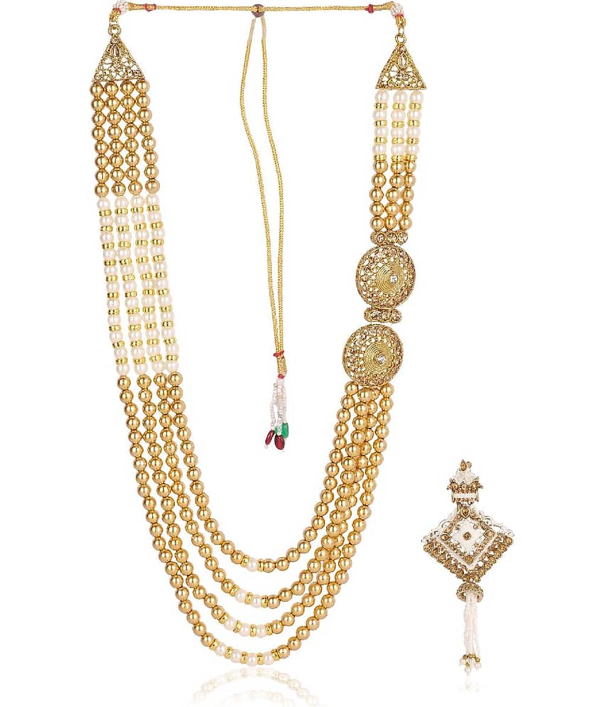 Dulha groom sherwani Necklace/Moti Mala for Men for wedding | Groom Mala and Brooch Set - Jewellery Sets | Buy online on ZillyBuy