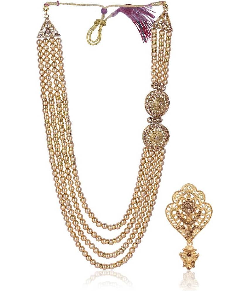 Dulha groom sherwani Necklace/Moti Mala for Men for wedding | Groom Mala and Brooch Set - Jewellery Sets | Buy online on ZillyBuy