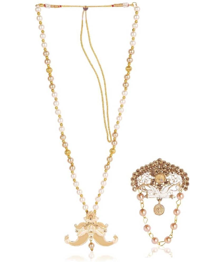 Dulha groom sherwani Necklace/Moti Mala for Men for wedding | Groom Mala and Brooch Set - Jewellery Sets | Buy online on ZillyBuy
