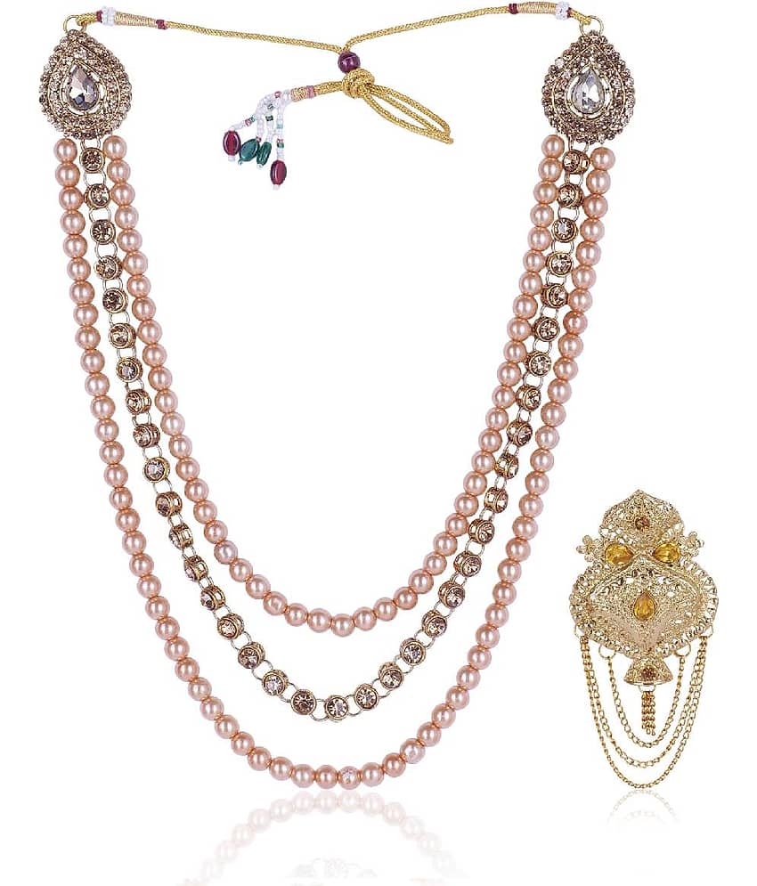 Dulha groom sherwani Necklace/Moti Mala for Men for wedding | Groom Mala and Brooch Set - Jewellery Sets | Buy online on ZillyBuy